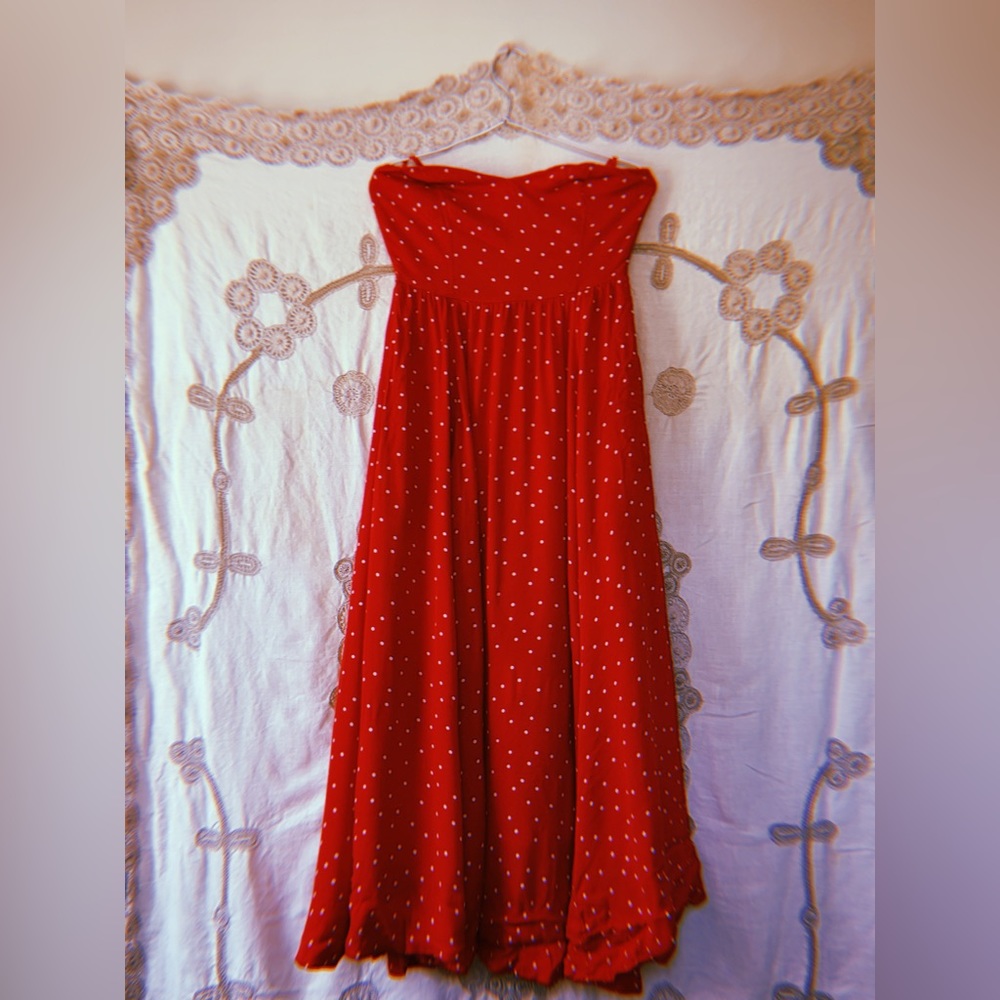 Free People Strapless Polka Dot Maxi